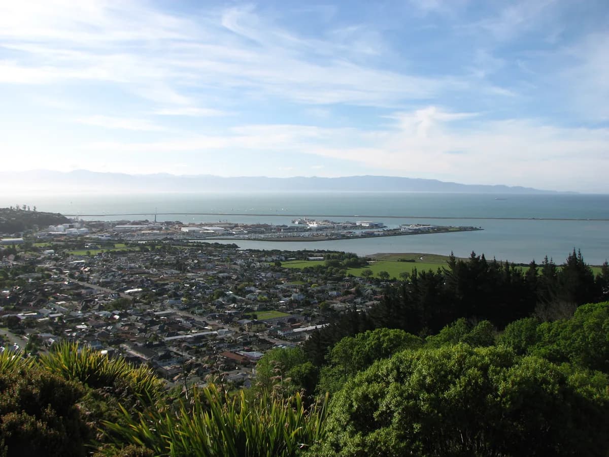 Nelson viewed from the Centre of New Zealand, New Zealand, photographed on location