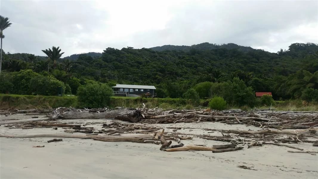 View of Heaphy Hut and Heaphy campsite.