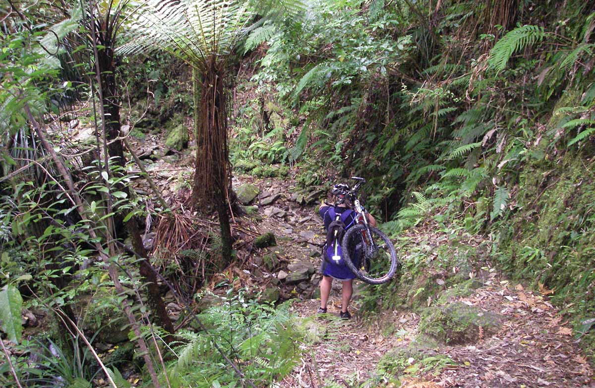 Sections of the track are challenging to walk, let alone ride