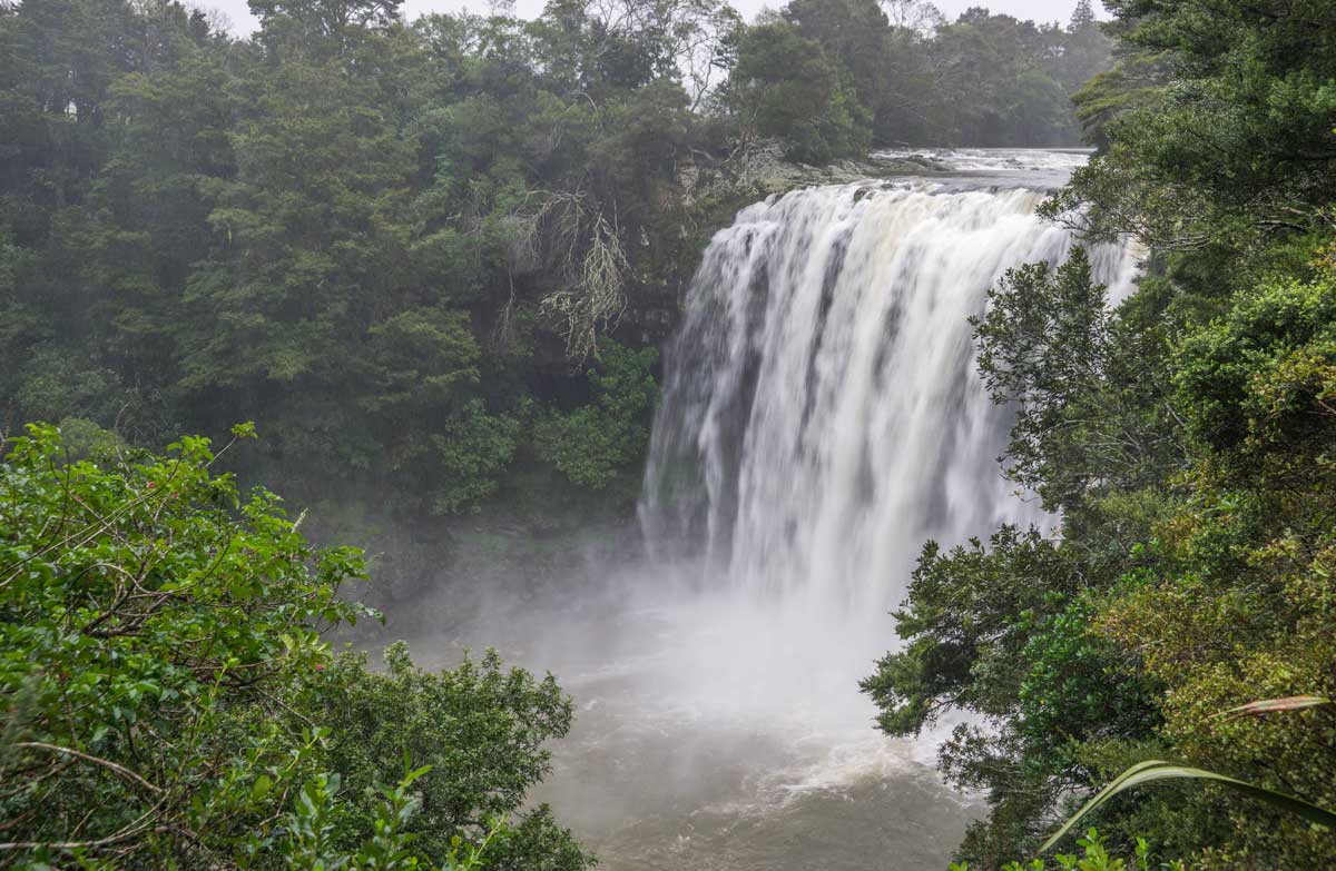 Waterfall with high water flow. 