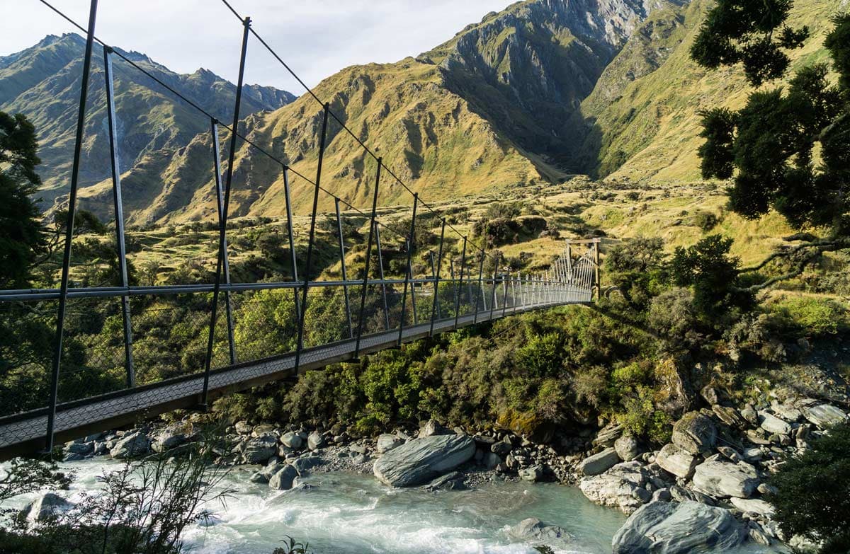 Swing bridge at the start of the Rob Roy Track.