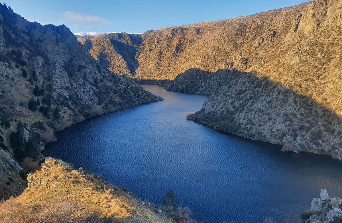 River with hills each side.