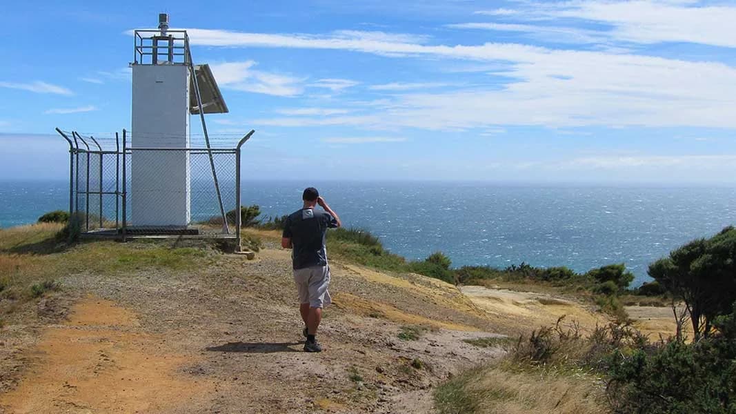 Pillar Point Lighthouse: Pillar Point lighthouse above the sea.