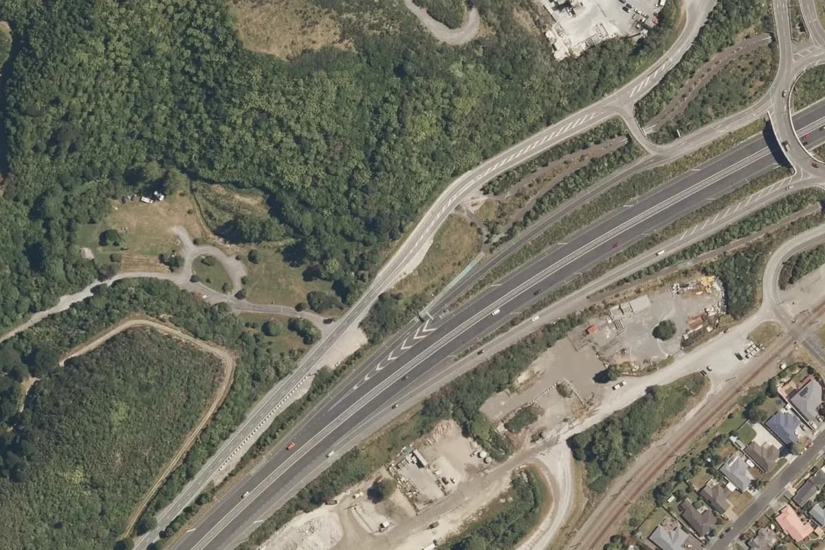 Aerial view of Dry Creek Campground, Belmont and its immediate surroundings, from the 2025-2026 LINZ imagery survey.