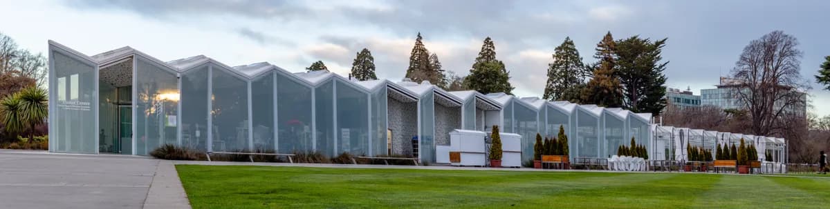 Visitor centre in Christchurch Botanic Gardens, New Zealand, photographed on location