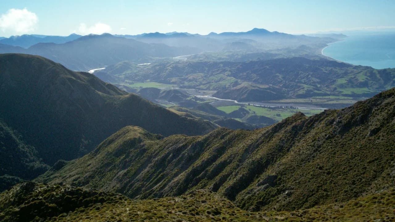 Looking north from the slopes of Mount Patutu: Coastal panorama from Mount Patutu slopes.