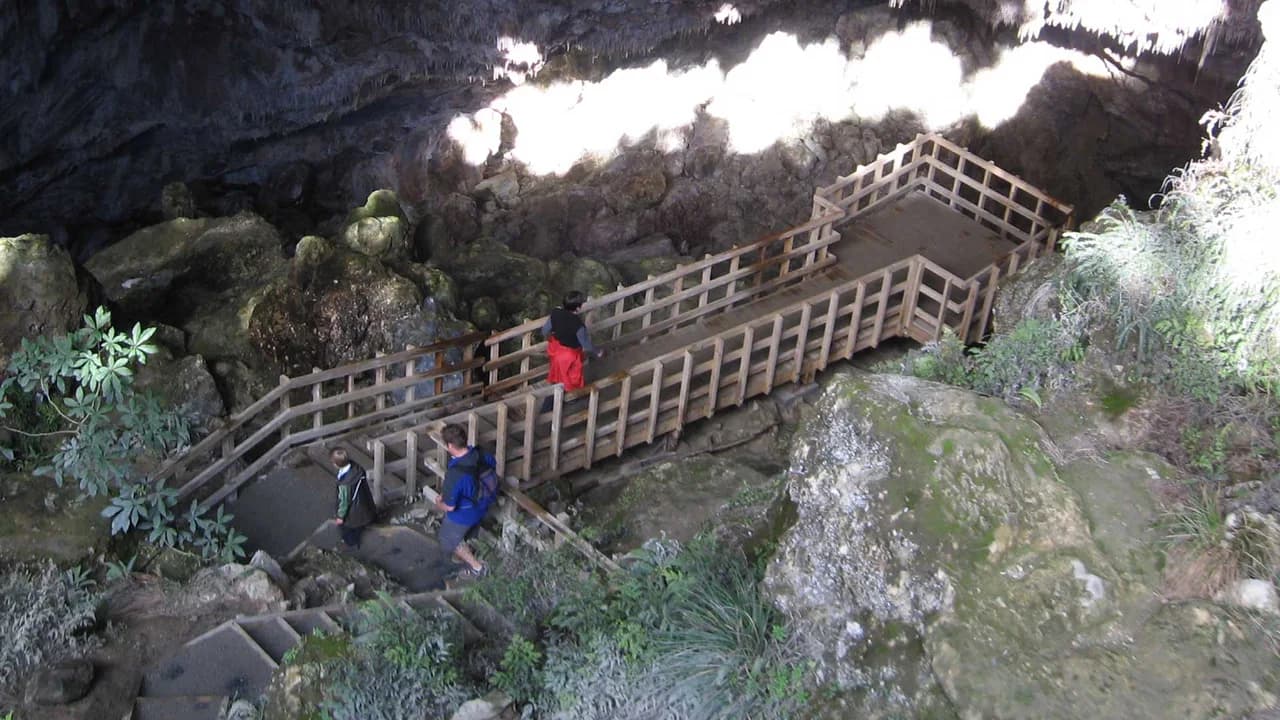 Rawhiti Cave viewing platform: Visitors on the Rawhiti Cave viewing platform.
