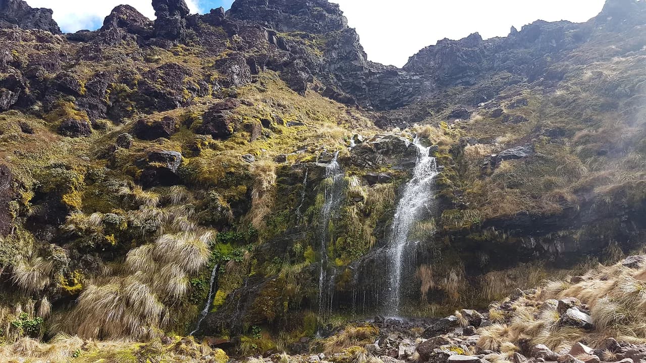 Soda Springs seen from the base of the waterfall: Waterfall at Soda Springs.