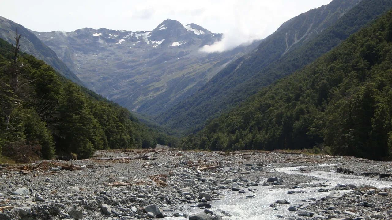 North Temple valley: Riverbed and mountains in North Temple Valley.